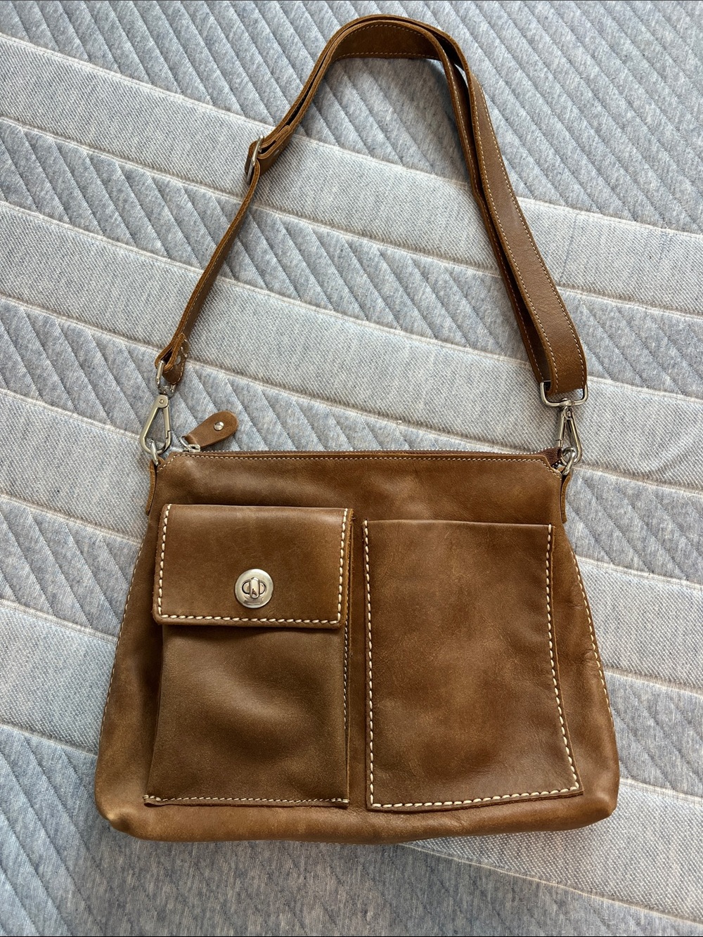 Roots Brand Brown Leather Crossbody Bag